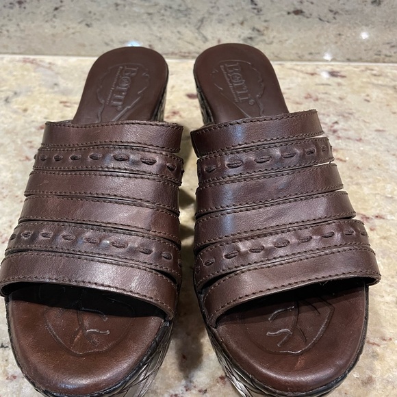 Born Ledisi Expresso Slide Leather Platform Sandal Size 8 - Picture 3 of 5